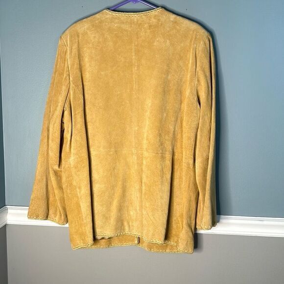 TERRY LEWIS CLASSIC Women's Tan Suede Jacket braided stitch trim boho‎ - Picture 9 of 10